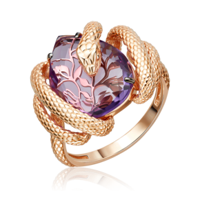 Кольцо «Таинственная змея» из красного золота с аметистом 01-5779-00-203-1110