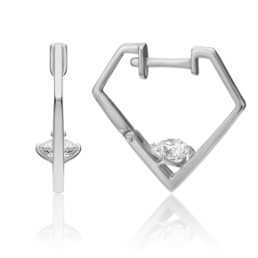 Серьги с английским замком из белого золота с фианитом 02-4496-00-501-1120-38