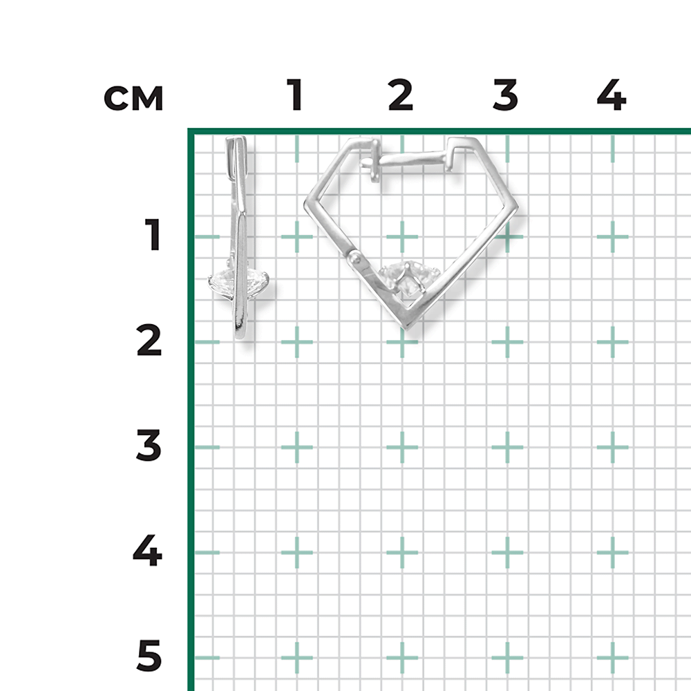 Серьги с английским замком из белого золота с фианитом 02-4496-00-501-1120-38