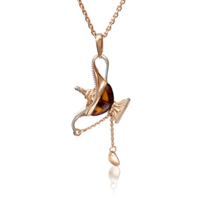 Подвеска «Лампа Аладдина» из красного золота с янтарём 03-2827-01-271-1110-58