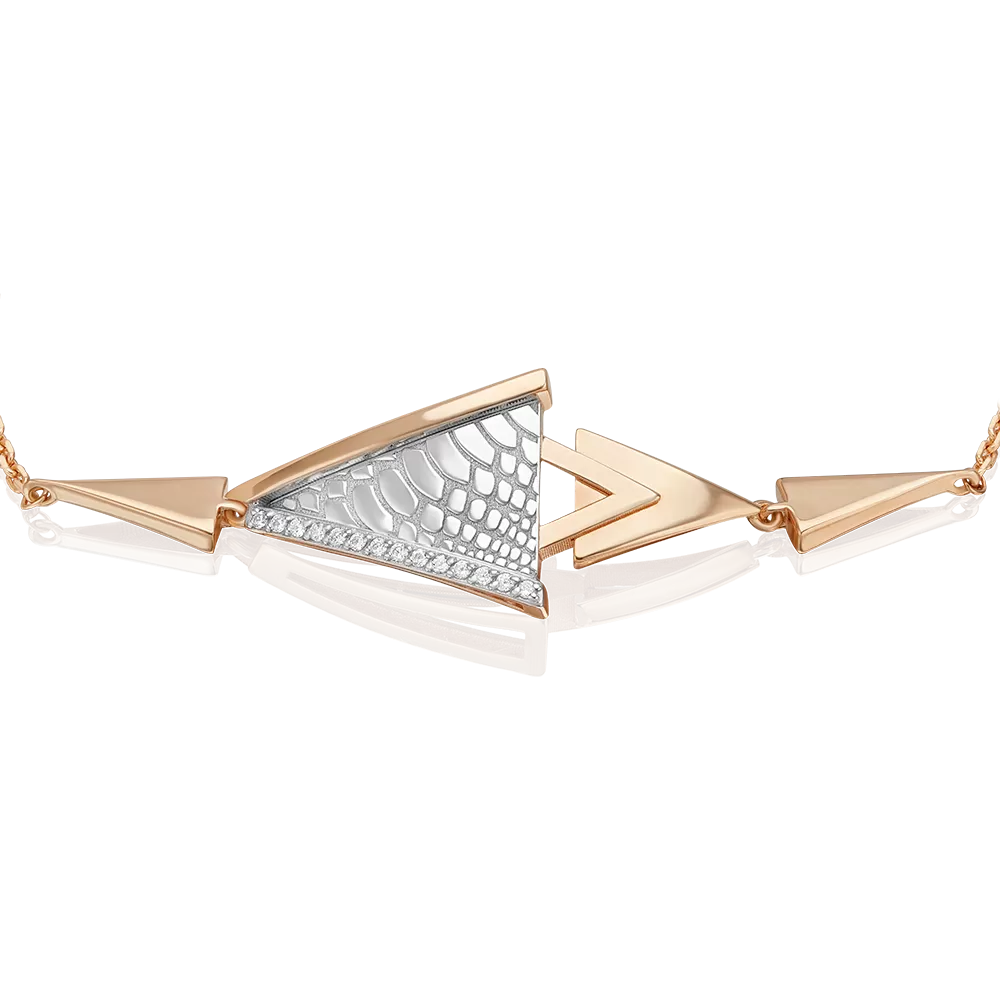 Браслет с принтом «Питон» из комбинированного золота с фианитами 05-0802-00-401-1111