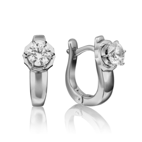 Серьги с английским замком из белого золота с фианитом 02-4290-00-501-1120-38