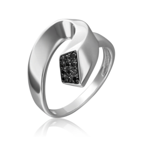 Кольцо из серебра с чёрными фианитами 01-5645-00-402-0200
