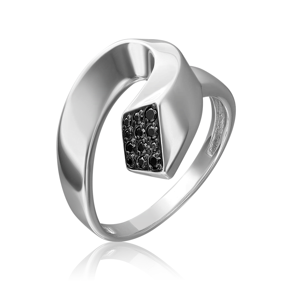 Кольцо из серебра с чёрными фианитами 01-5645-00-402-0200