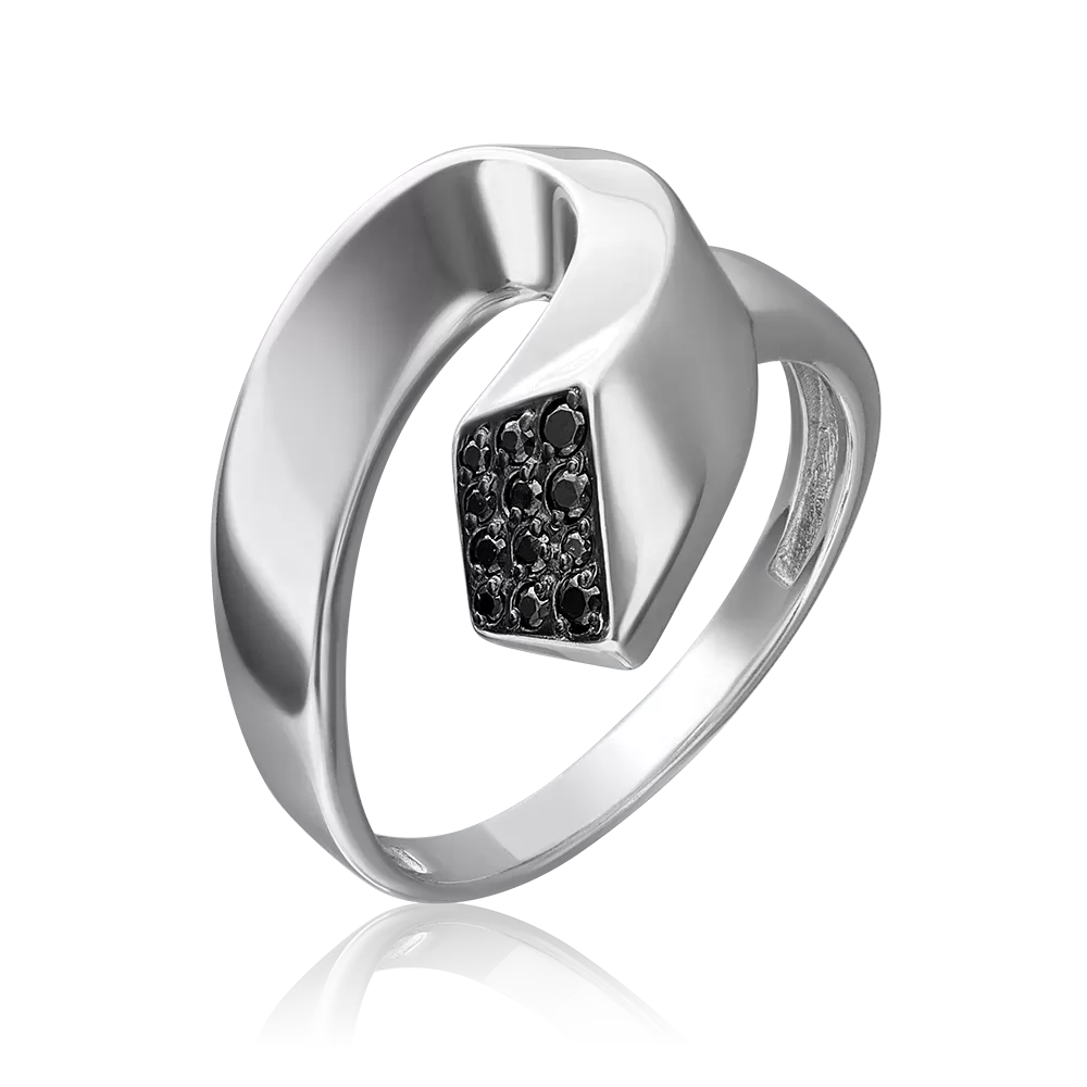 Кольцо из серебра с чёрными фианитами 01-5645-00-402-0200