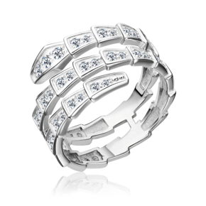 Кольцо «Змея» из белого золота с фианитами 01-5887-00-401-1120