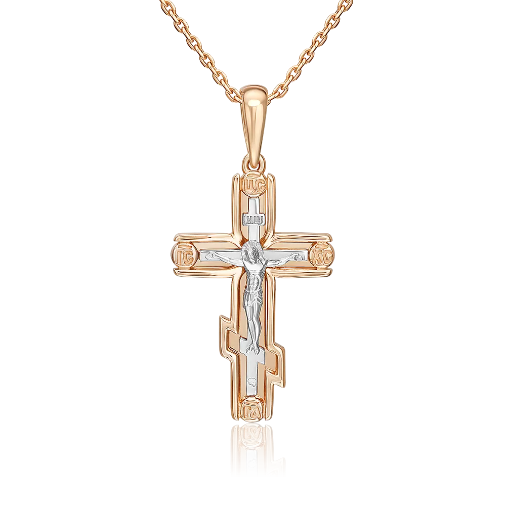 Православный крест из комбинированного золота 03-3548-00-000-1111