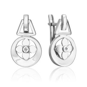 Серьги с английским замком из белого золота с бриллиантом 02-5006-00-101-1120