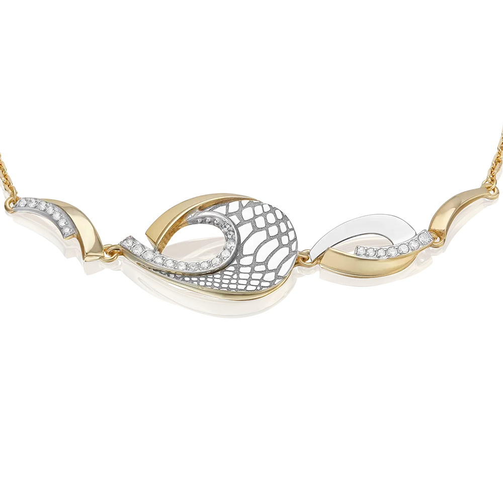 Браслет с принтом «Питон» из комбинированного золота с фианитами 05-0804-00-401-1121