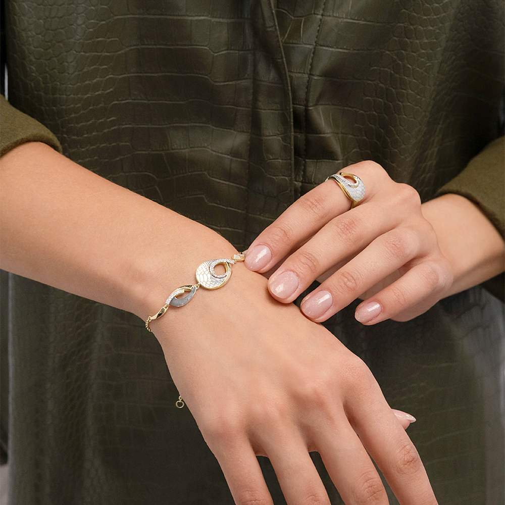 Браслет с принтом «Питон» из комбинированного золота с фианитами 05-0804-00-401-1121