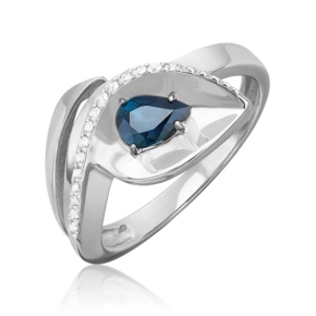 Кольцо из белого золота с сапфиром и бриллиантами 01-5742-00-105-1120