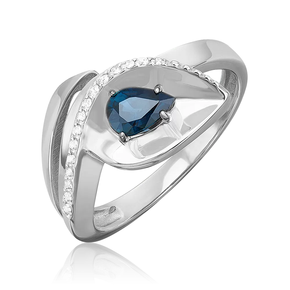 Кольцо из белого золота с сапфиром и бриллиантами 01-5742-00-105-1120