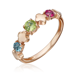 Кольцо из красного золота с миксом камней 01-5835-00-231-1110