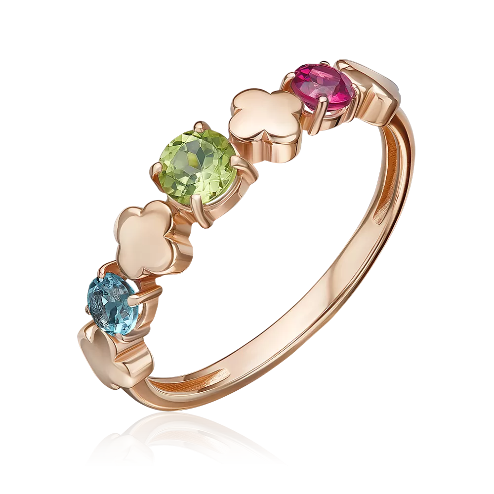 Кольцо из красного золота с миксом камней 01-5835-00-231-1110