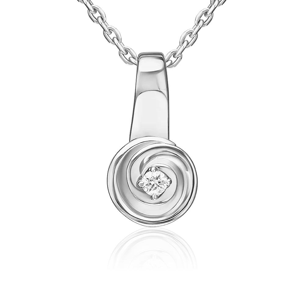 Подвеска из белого золота с бриллиантом 03-3522-00-101-1120