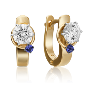 Серьги с английским замком из комбинированного золота с фианитом и шпинелью синт. 02-4244-00-504-1121-38