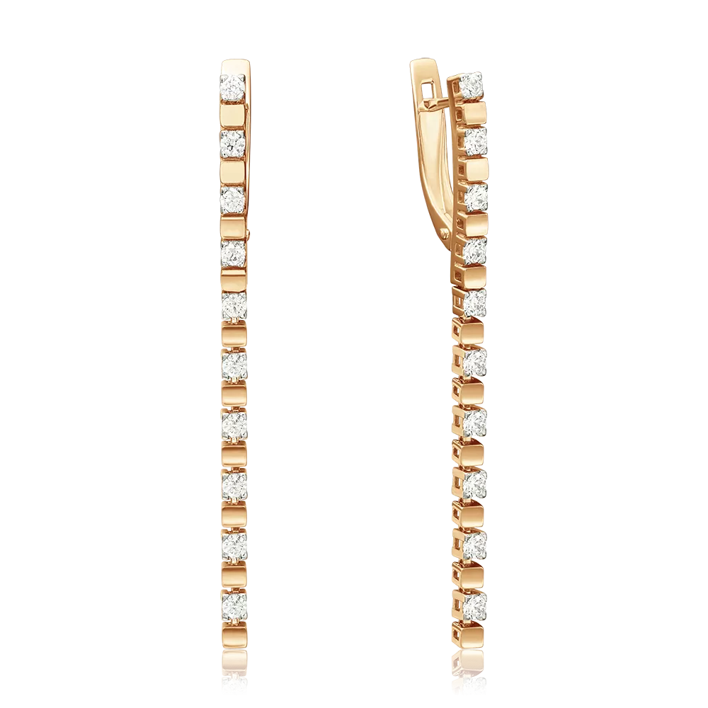 Серьги с английским замком из красного золота с бриллиантами 02-4241-00-101-1110-30