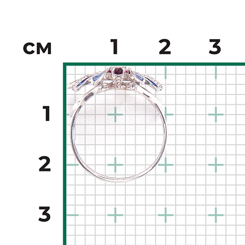 Кольцо «Бабочка Махаон» из серебра с гранатами и эмалью 01-5484-00-204-0200-69