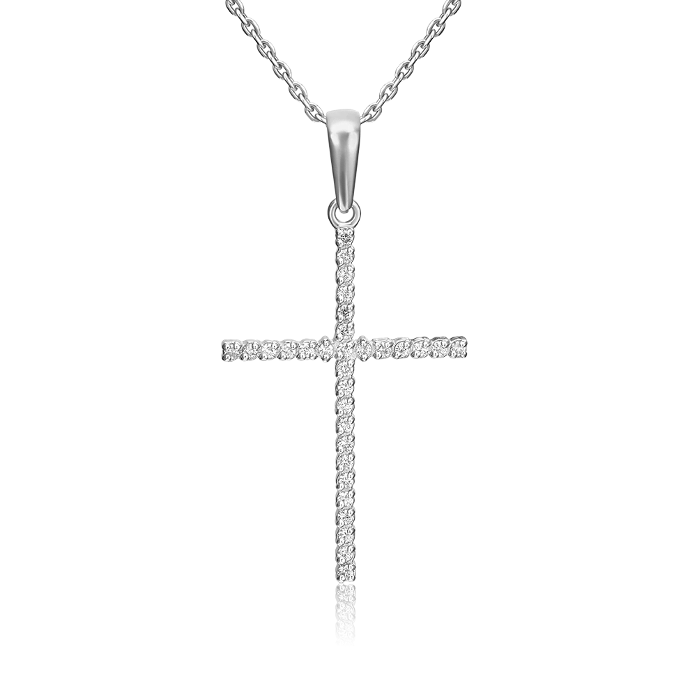 Декоративный крест из серебра с фианитами 03-0077-00-401-0200