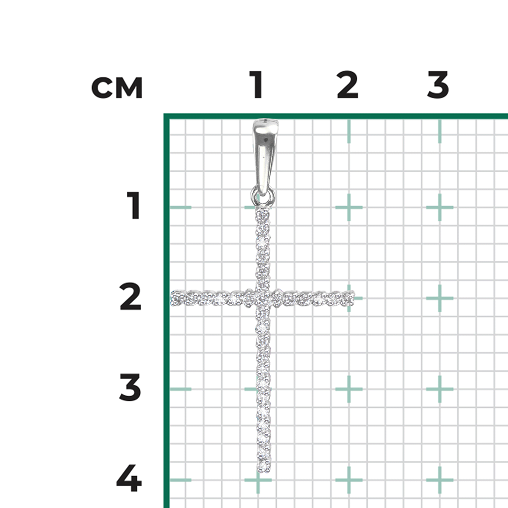Декоративный крест из серебра с фианитами 03-0077-00-401-0200