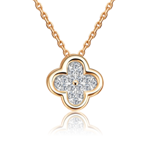 Подвеска-бегунок «Клевер» из красного золота с фианитами