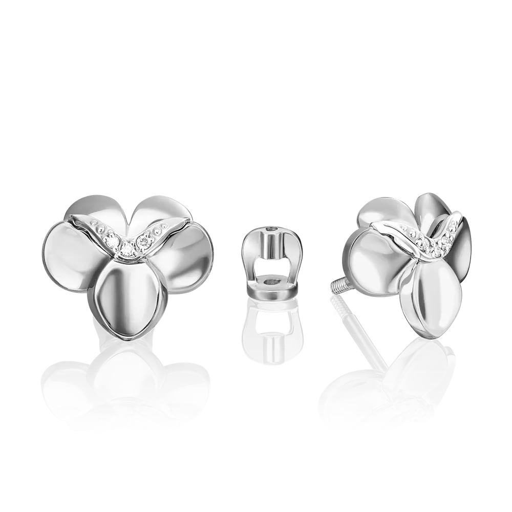 Серьги-пусеты из белого золота с бриллиантами 02-4999-00-101-1120