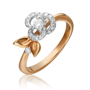 Кольцо «Цветок» из комбинированного золота с бриллиантами 01-1612-00-101-1111-30