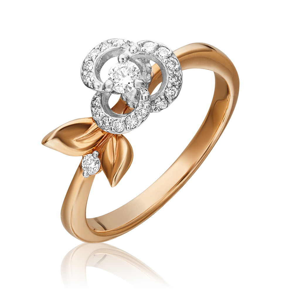 Кольцо «Цветок» из комбинированного золота с бриллиантами 01-1612-00-101-1111-30