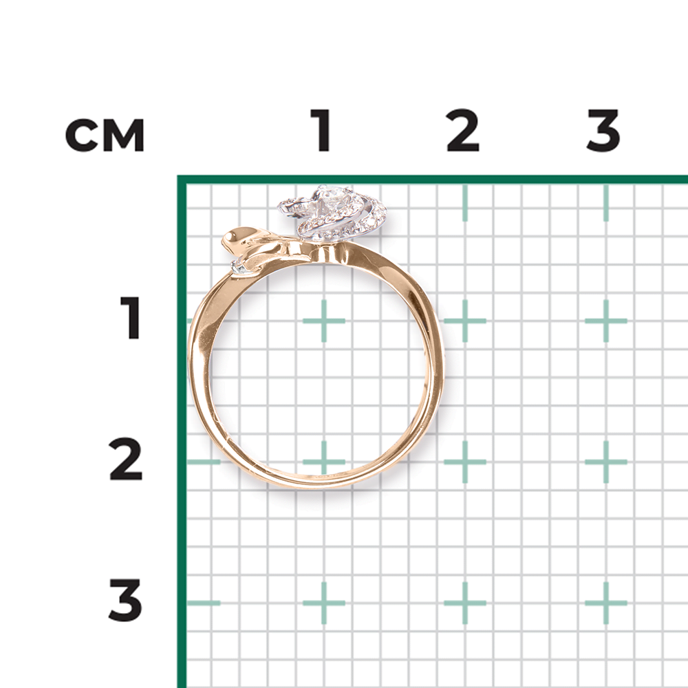 Кольцо «Цветок» из комбинированного золота с бриллиантами 01-1612-00-101-1111-30