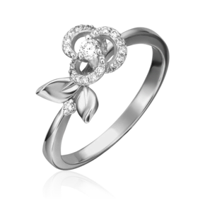 Кольцо «Цветок» из белого золота с бриллиантами 01-1612-00-101-1120-30