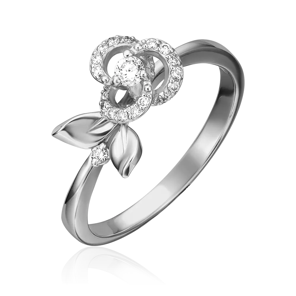 Кольцо «Цветок» из белого золота с бриллиантами 01-1612-00-101-1120-30