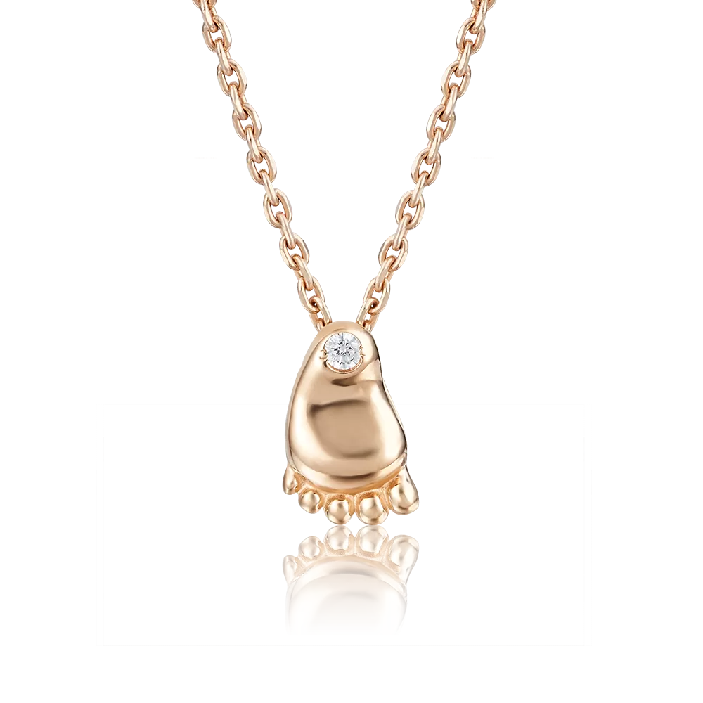 Подвеска-бегунок «Пяточка» из красного золота с фианитом 03-2339-00-401-1110-03