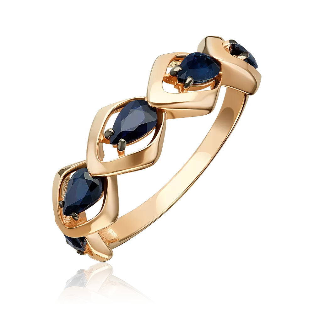Кольцо из красного золота с сапфирами 01-5871-00-102-1110