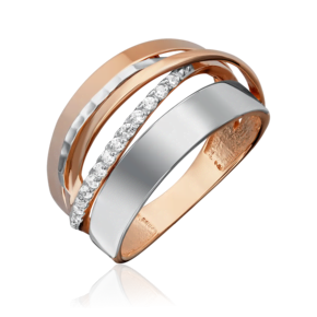 Кольцо из комбинированного золота с фианитами 01-5239-00-401-1111-42