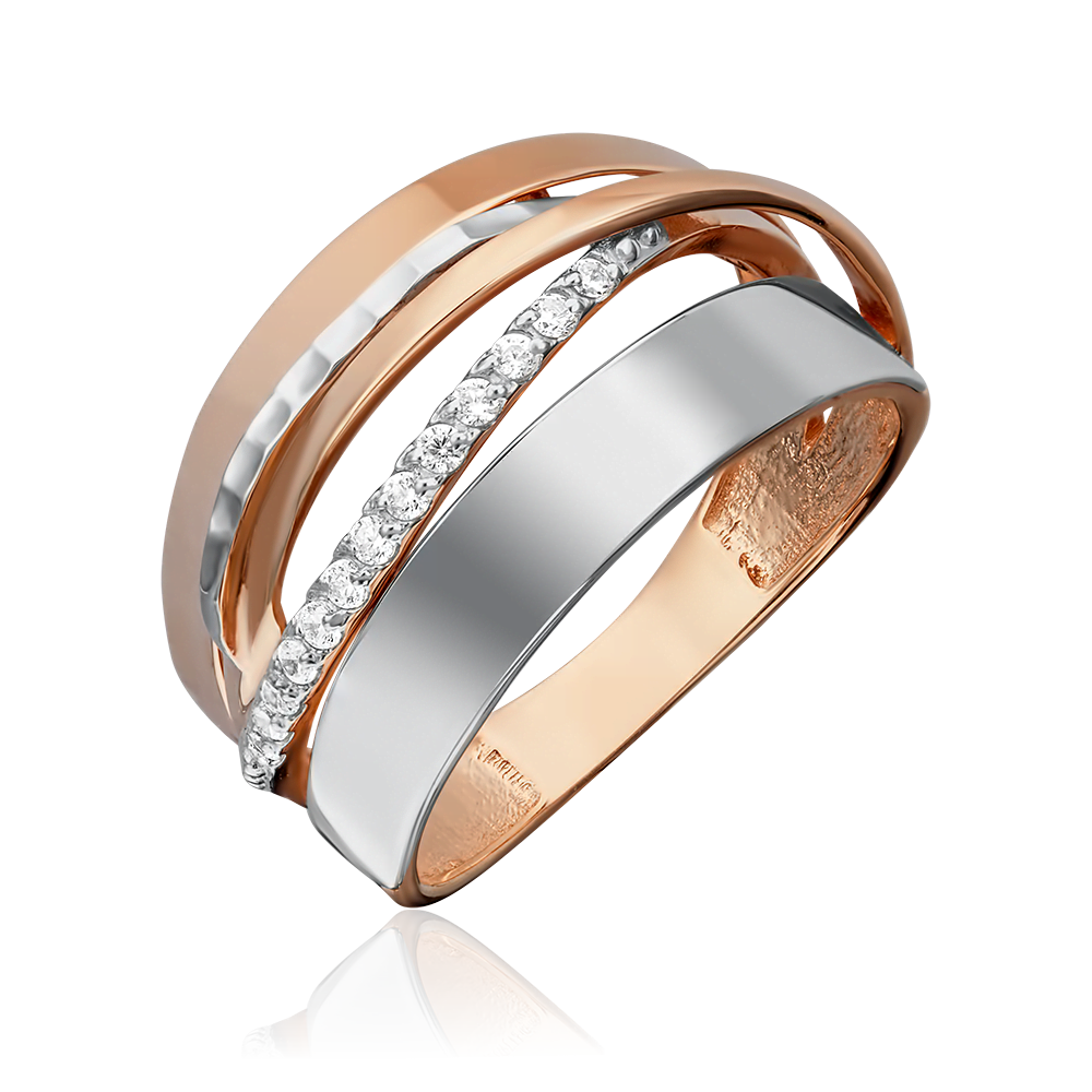 Кольцо из комбинированного золота с фианитами 01-5239-00-401-1111-42