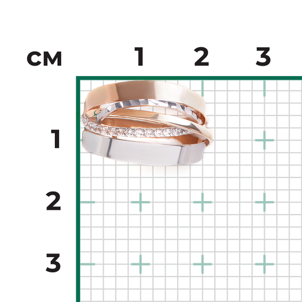 Кольцо из комбинированного золота с фианитами 01-5239-00-401-1111-42
