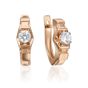 Серьги с английским замком из комбинированного золота с фианитом 02-4320-00-501-1111-38