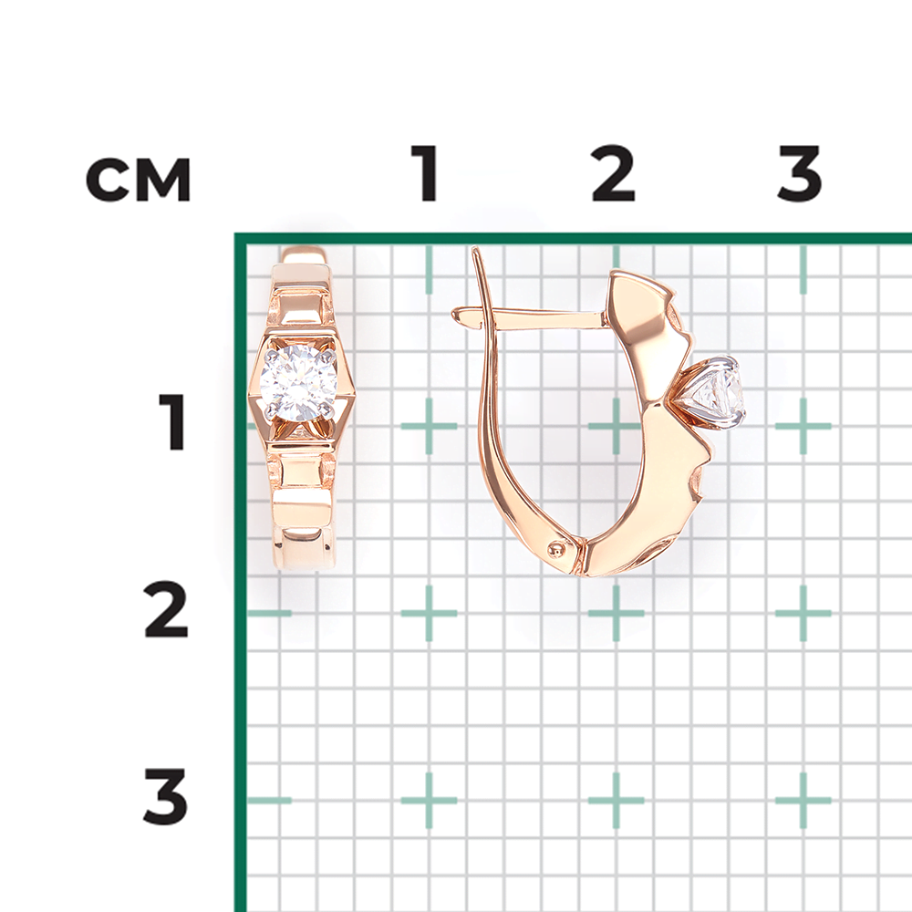 Серьги с английским замком из комбинированного золота с фианитом 02-4320-00-501-1111-38