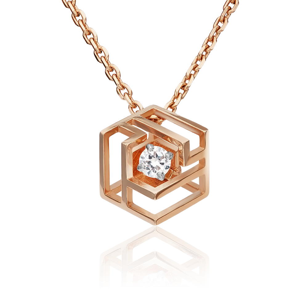 Подвеска из красного золота с фианитом 03-3059-00-401-1110-66