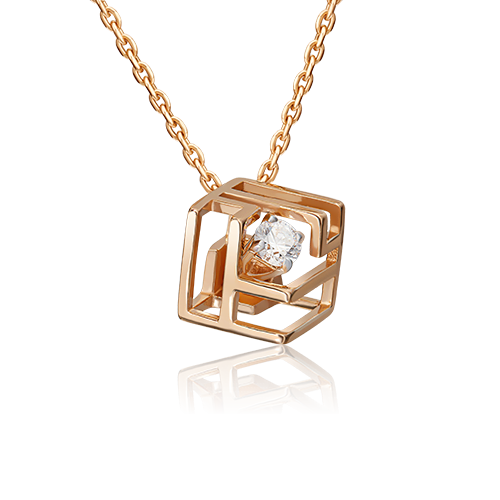 Подвеска из красного золота с фианитом 03-3059-00-401-1110-66