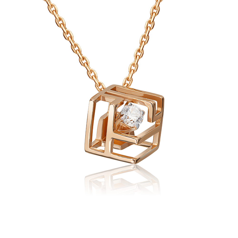 Подвеска из красного золота с фианитом 03-3059-00-401-1110-66