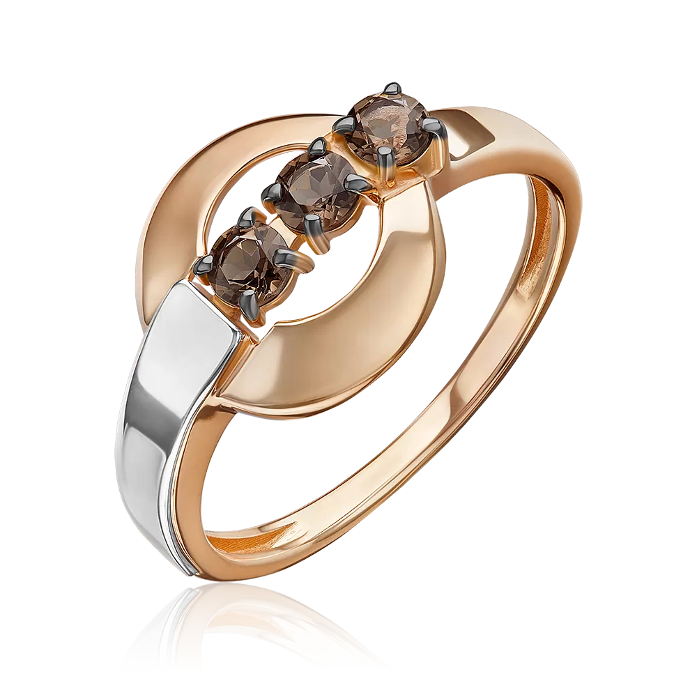 Кольцо из комбинированного золота с кварцем дымчатым 01-5837-00-202-1111