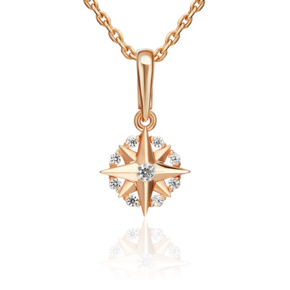 Подвеска «Роза ветров» из красного золота с фианитами 03-3685-00-401-1110