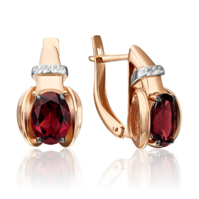 Серьги с английским замком из красного золота с гранатом и натуральными топазами white 02-4430-00-264-1110-57