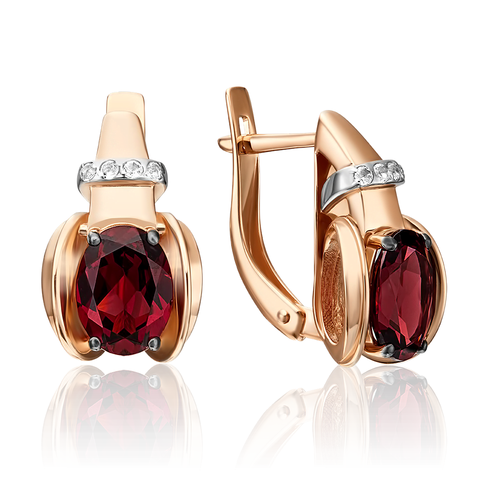 Серьги с английским замком из красного золота с гранатом и натуральными топазами white 02-4430-00-264-1110-57