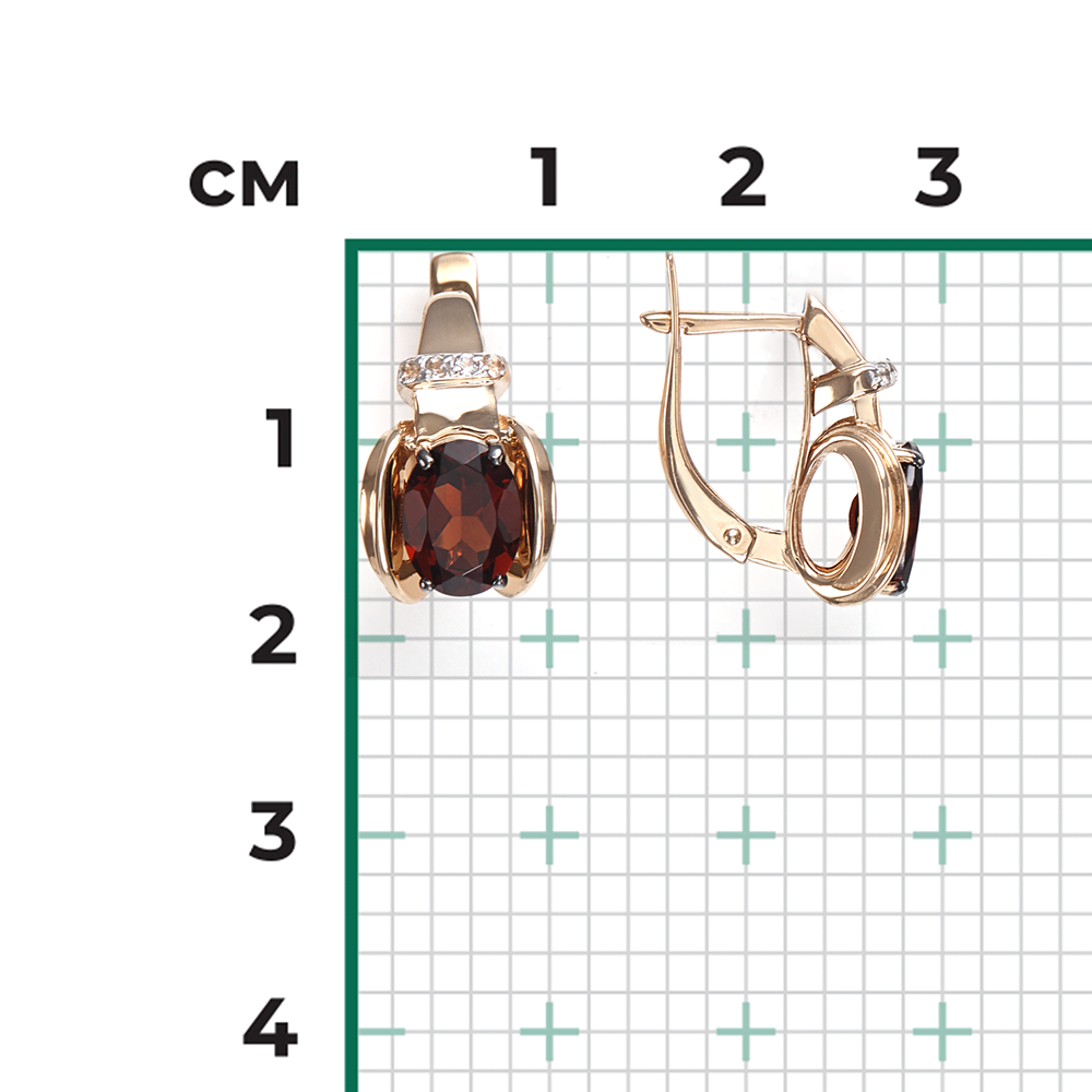 Серьги с английским замком из красного золота с гранатом и натуральными топазами white 02-4430-00-264-1110-57