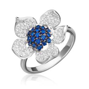 Кольцо «Пион» из белого золота с фианитами 01-4551-00-404-1120-33