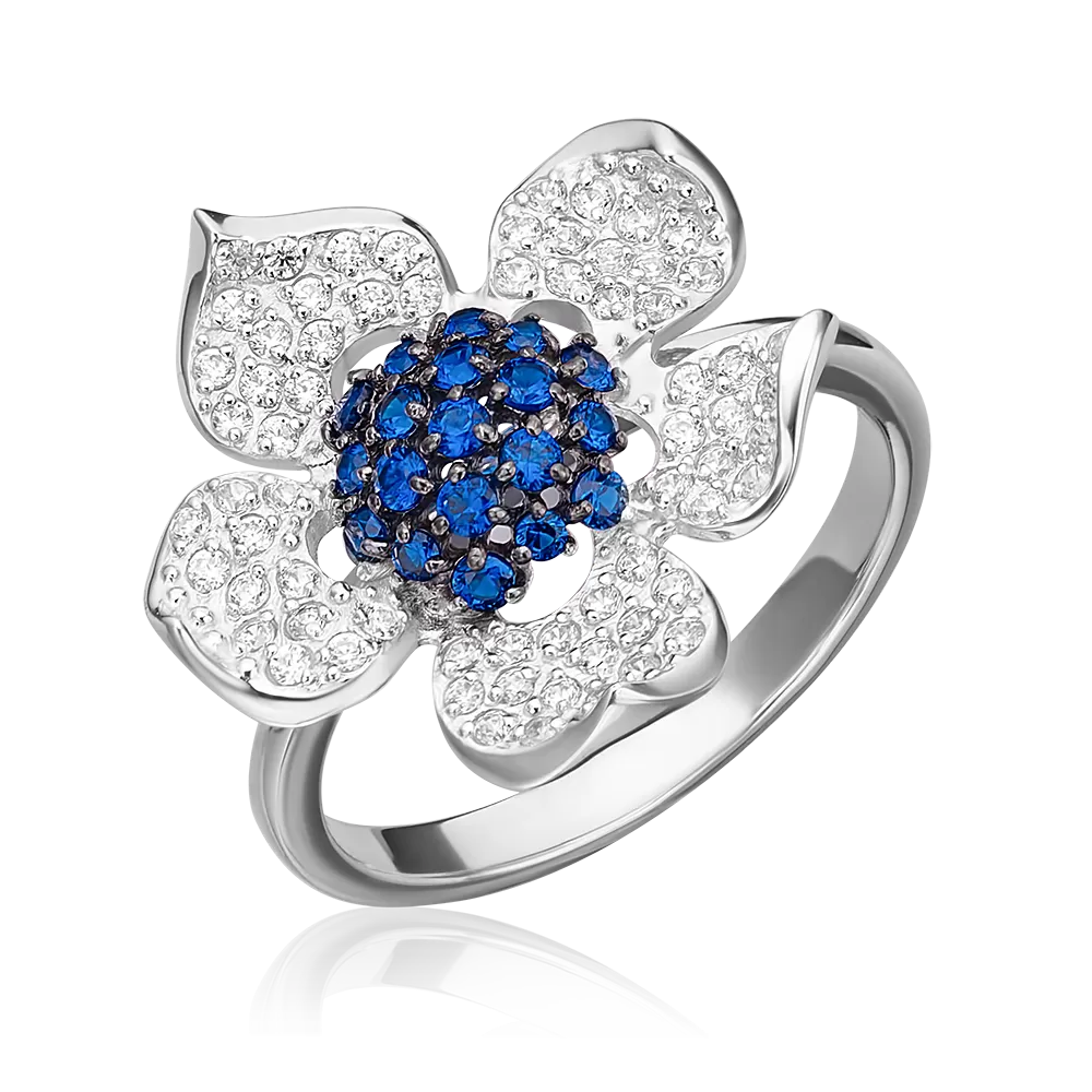 Кольцо «Пион» из белого золота с фианитами 01-4551-00-404-1120-33