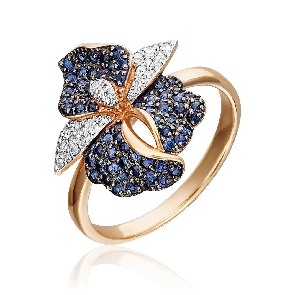 Кольцо «Ирис» из красного золота с фианитами 01-4553-00-404-1110-24