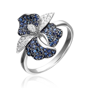 Кольцо «Ирис» из белого золота с фианитами 01-4553-00-404-1120-24
